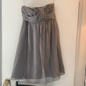 Jcrew chiffon grey strapless dress